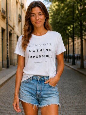 SOUL HONEY Charles Dickens Quote Graphic Tee S Consider Nothing Impossible